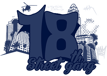 Уличный 18. 18th Street gang логотип. 18th Street gang граффити. 18 Стрит. 18 Street gang граффити.