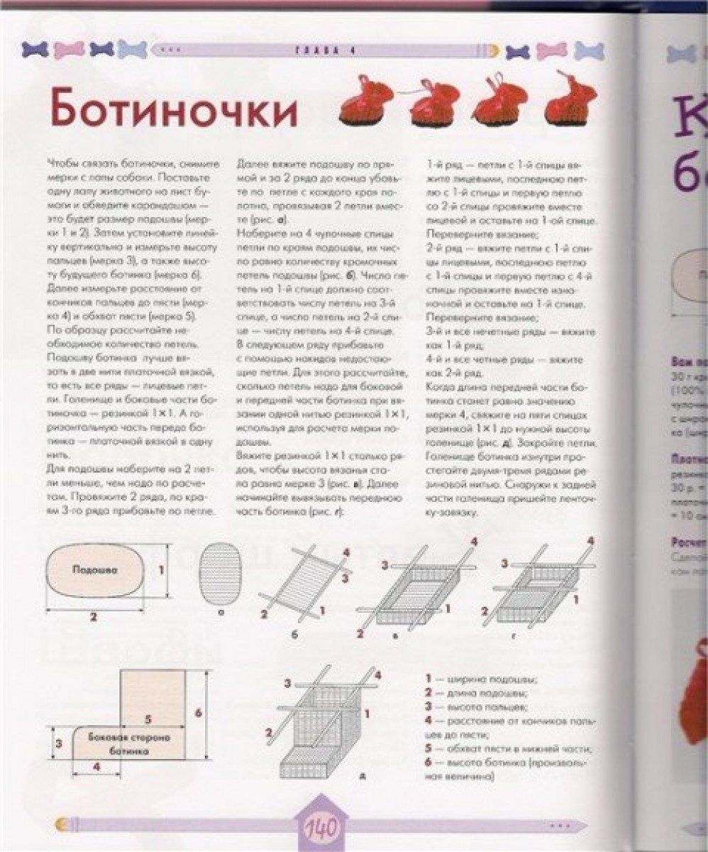 Схема вязания ботиночек для собак